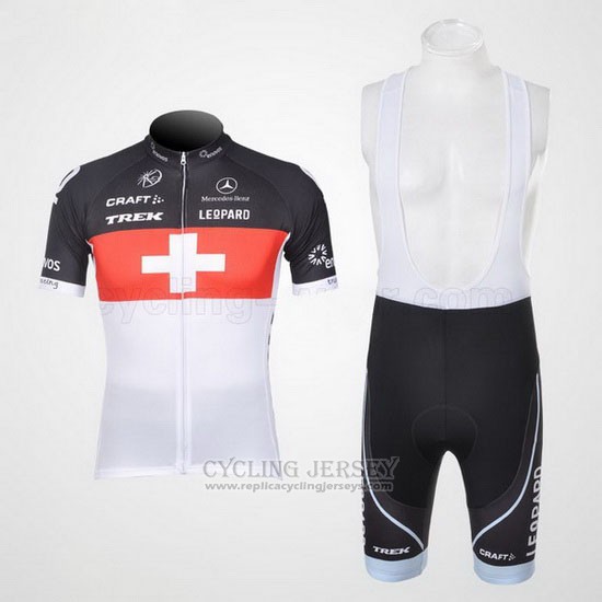 2011 Cycling Jersey Trek Leqpard Champion Switzerland Red and White Short Sleeve and Bib Short